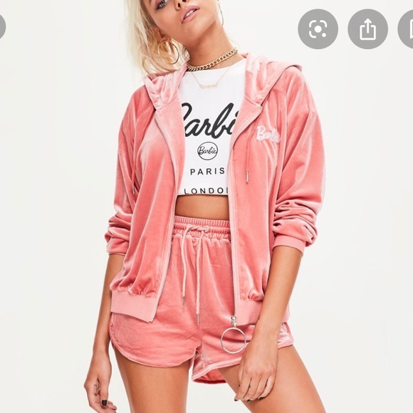 Missguided Sweaters - missguided x barbie pink velour two piece